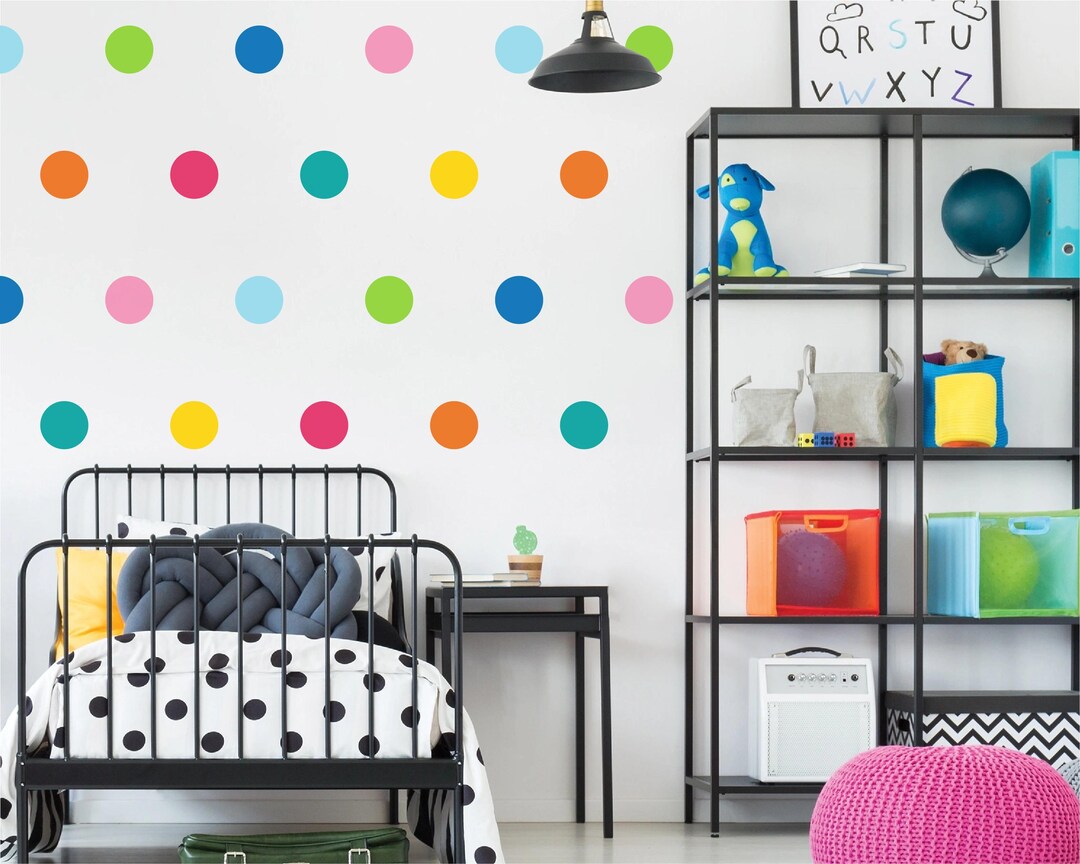 Colorful Polka Dot Wall Stickers: Kids Room Decor, 40 Circle Decals - Etsy