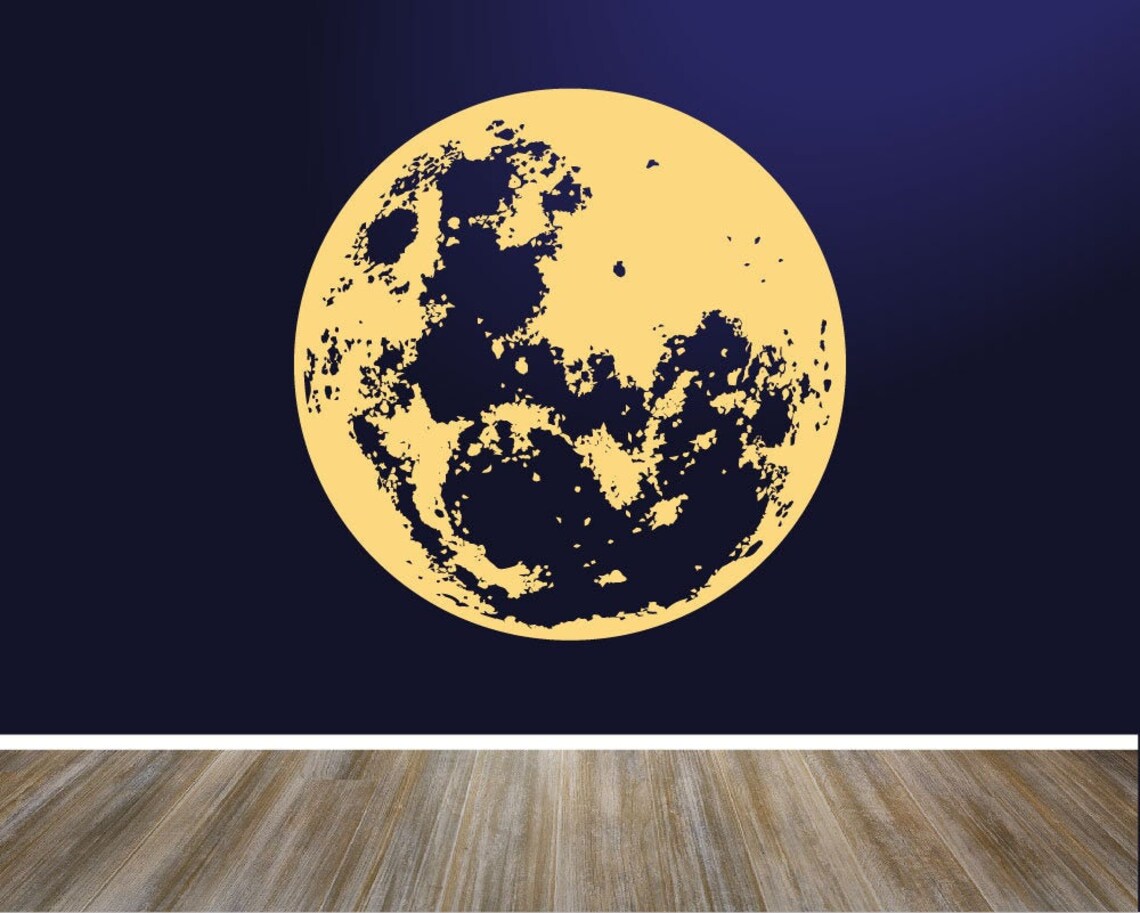 Moon Wall Decal Gold Moon Wall Decal Unique Modern Decor Etsy