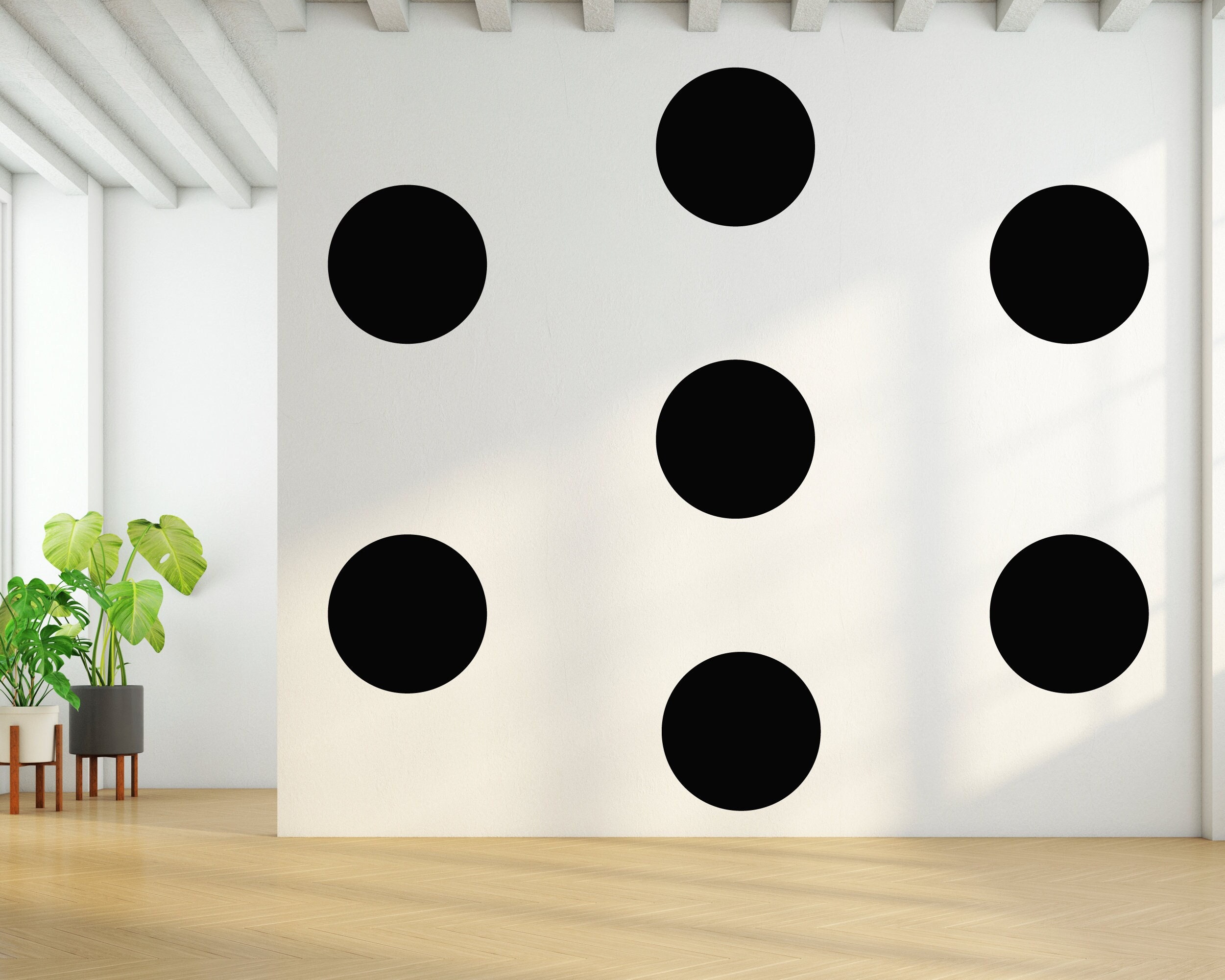 Pack of 7 Giant Polka Dots Wall Stickers, Super Size Polka Dots Decals, Large Circle Wall Decals, Colour Block Wall Decor, Playroom Decor
