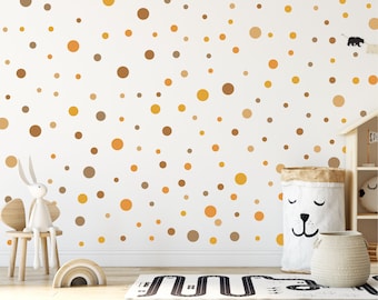 Pack of 160 Polka Dots Nursery Wall Stickers, Rusty Orange Baby Room Wall Decals, Terracotta Spotty Playroom Decor, Scandinavian Stickers