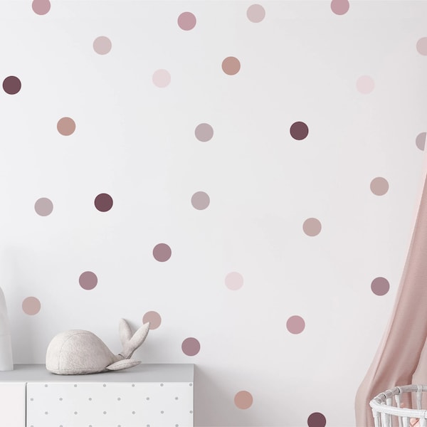 Mauve Polka Dot Wall Stickers, Orchid Spots Nursery Wall Decals, Violet Baby Room Decor, Playroom Wall Art, Purple Wall Stickers for Kids