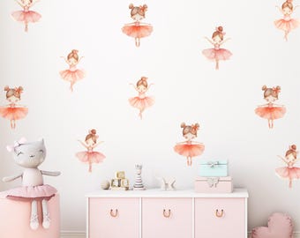 Ballerina Wall Stickers, Watercolour Dancing Ballerina Decals, Nursery Wall Art, Ballet Room Decor, Stickers for Girls Rooms, Ballet Dancer