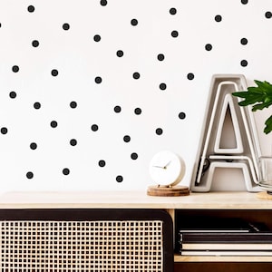 200 kleine schwarze Polka Dots Aufkleber, 25 mm, Polka Dots Kreise Wandaufkleber, moderne Wandsticker, Kinderzimmer Aufkleber, Skandinavische Dekorationen