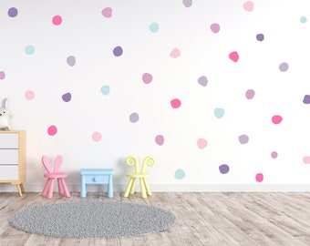 130 irregular polka dot wall decals, Rainbow nursery wall stickers, Kids Room Wall Art, Peel and stick confetti wall decals, Playroom decor