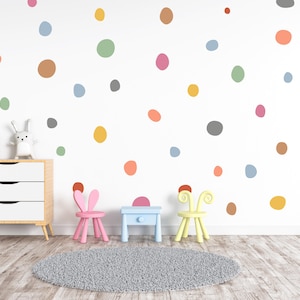 Pack of 150 irregular polka dot wall stickers, Rainbow nursery wall stickers, Confetti wall decals, Playroom wall decor, Kids room stickers