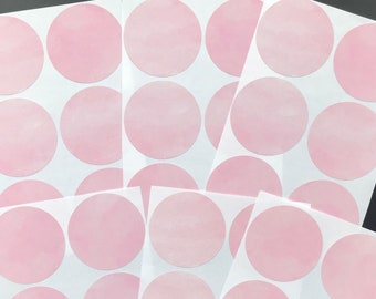 Pack of 55 Pink Watercolour Polka Dots Wall Stickers, Baby Girl Room Wall Stickers, Pastel Pink Nursery Decals, Playroom Circle Stickers