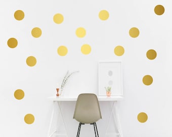 Metallic gold polka dots, Gold polka dot wall decals, Circle wall stickers, Polka dot wall stickers, Gold spot wall stickers, Playroom decor