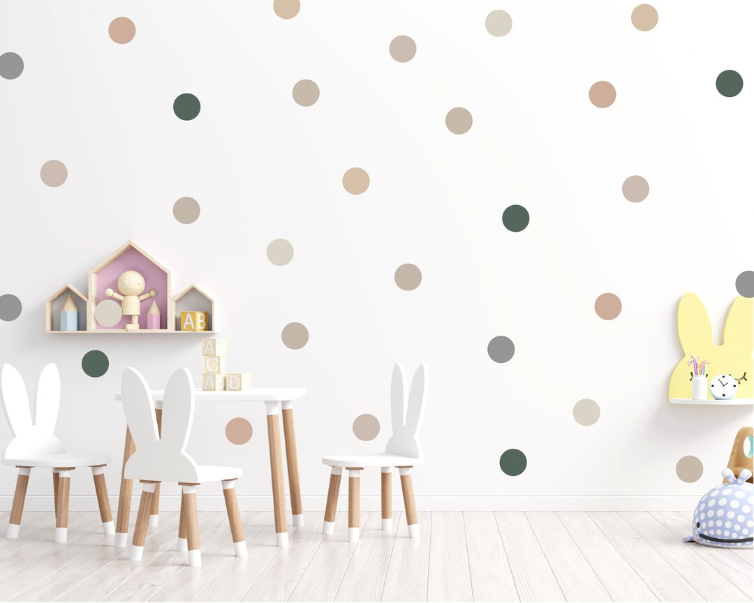 Neutral Polka Dot Wall Stickers: Earth Tone Nursery Decor - Etsy