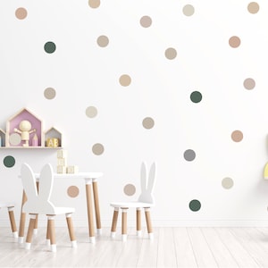 Neutral Polka Dot Wall Stickers, Boho Wall Stickers for Children, Beige Spots Nursery Wall Decals, Earty Baby Room Decor, Playroom Wall Art