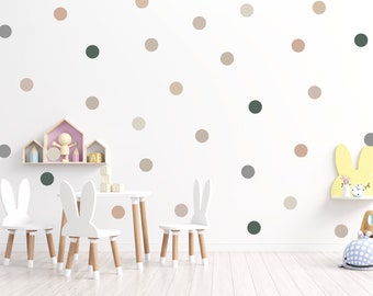 Neutral Polka Dot Wall Stickers, Boho Wall Stickers for Children, Beige Spots Nursery Wall Decals, Earty Baby Room Decor, Playroom Wall Art