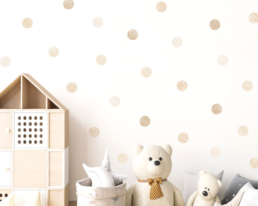Beige Watercolor Polka Dot Wall Decals - Neutral Nursery Decor (pack of ...