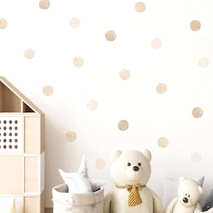 Confezione da 40 adesivi murali a pois beige neutri acquerello, adesivi murali per cameretta dei bambini bianco sporco, decorazioni murali per la stanza dei bambini, decorazioni per la sala giochi