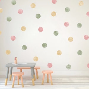 Watercolour Polka Dot Wall Stickers, Circle Polka Dot Wall Decals, Neutral Nursery Wall Stickers, Playroom Wall Stickers, Kids Room Spots