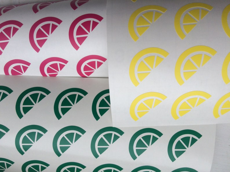Lemon Stickers set 16 Slice Lemon Vinyl Stickers Party Etsy