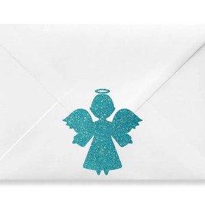 Glitter Angel Stickers, Christening stickers, Christmas Envelope Seals, Gift Wrapping Stickers, Baptism Party and Religious Events Stickers