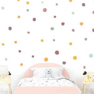 Pack of 140 Boho Polka Dot Wall Stickers for Kids Room and Nursery, Boho Chic Irregular Polka Dots, Hand Drawn Dots Wall Stickers