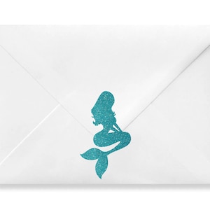 Autocollants en vinyle pailletés sirène, Stickers fête sirène, Joints d'enveloppe sirène, Décalcomanies sirène, Stickers coupe fête sirène, Étiquettes sirène
