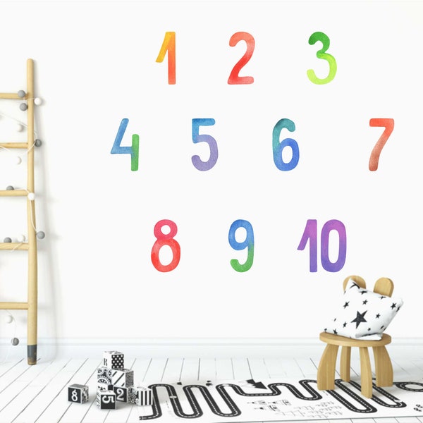 Watercolour Numbers Wall Decals main image 1
