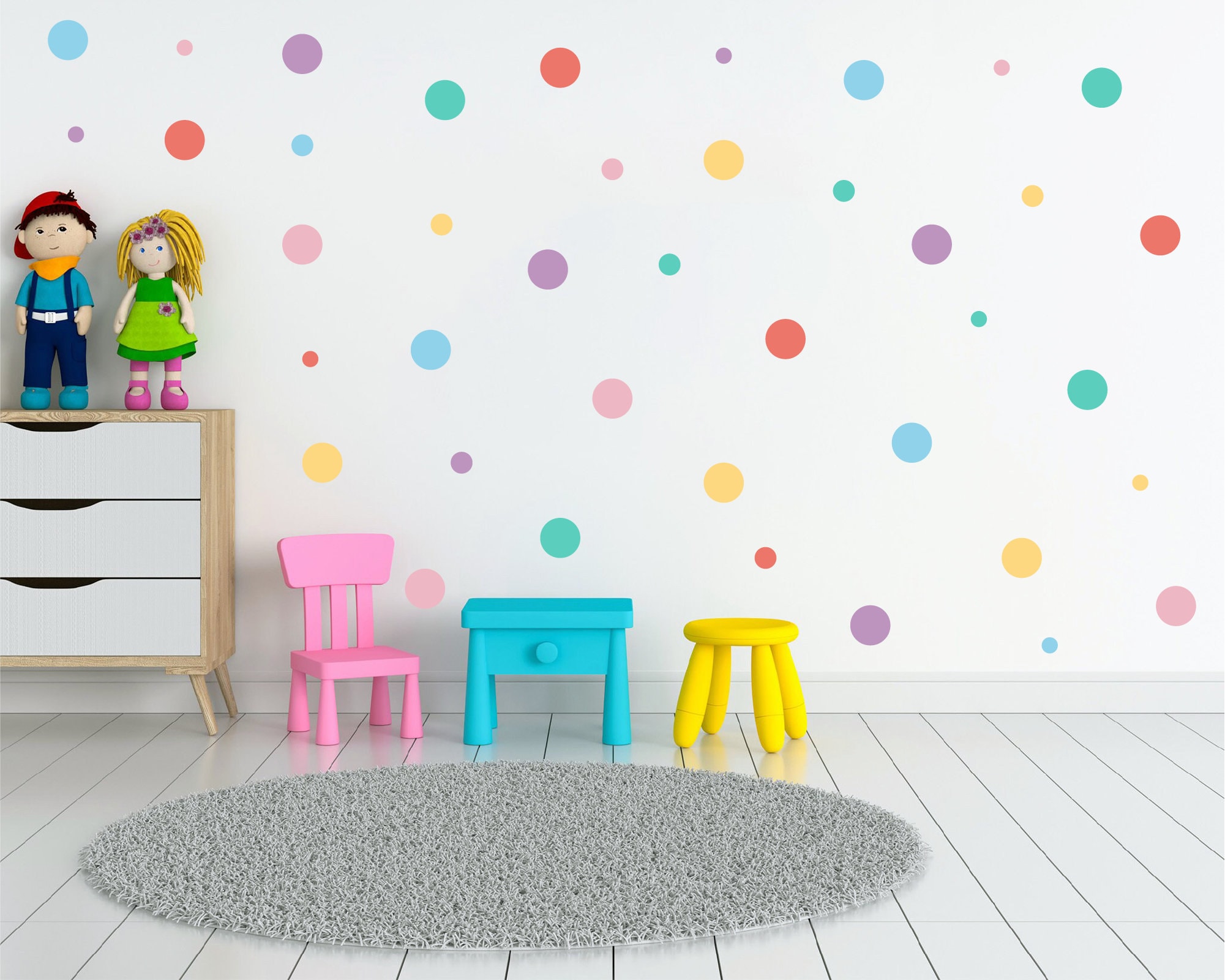 120 adesivi da parete colori pastello timalo® 73078 puntini adesivi a forma di cerchio Set 13. per cameretta dei bambini 120 pezzi 