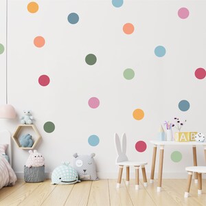 Pack of 40 Boho Polka Dot Wall Stickers for Kids Bedroom, Rainbow Wall Decals, Boho Decor for Nursery, Neutral Wall Stickers for Playroom
