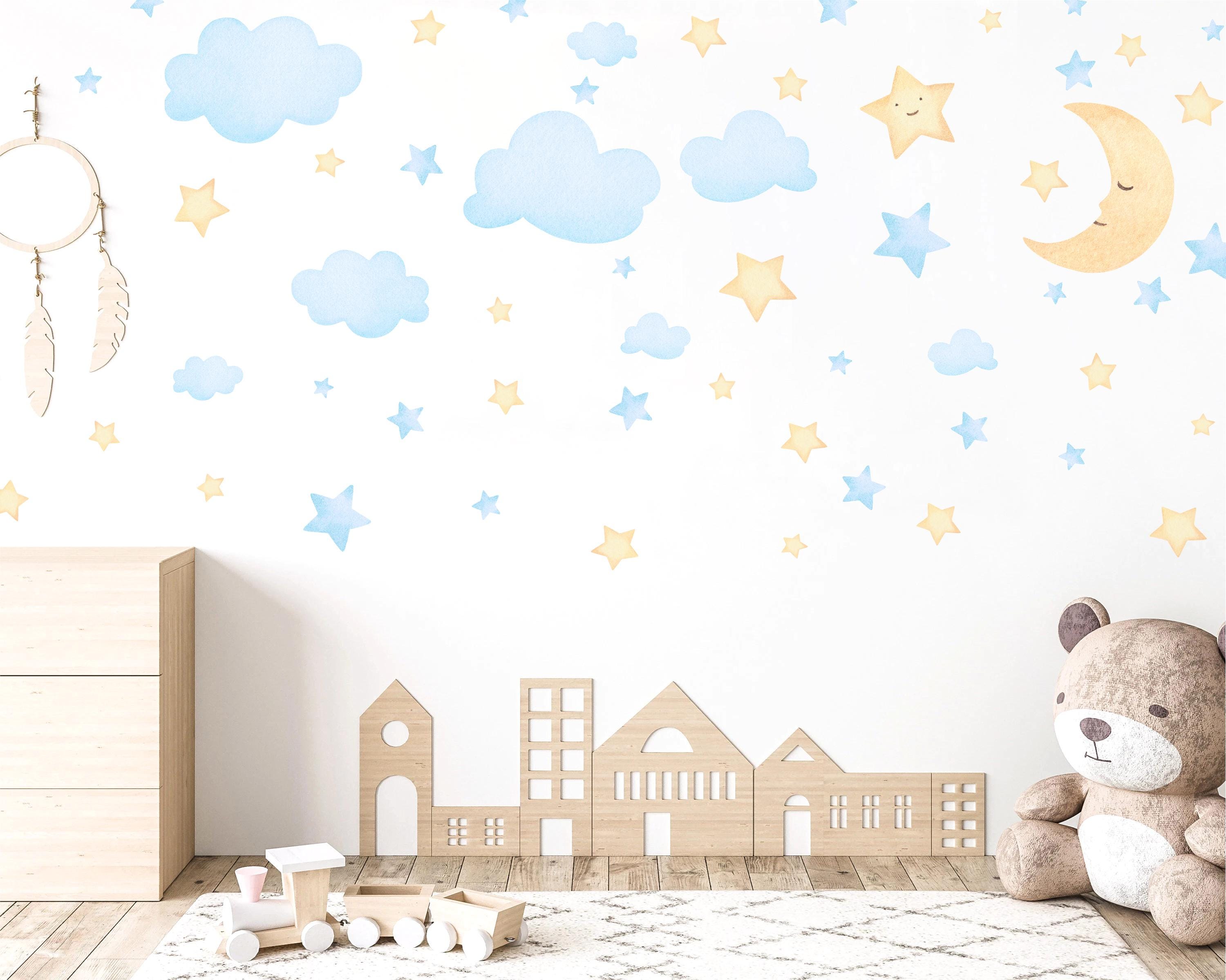 Watercolor Moon and Stars Wall Decals: Nursery Decor Stickers - Etsy
