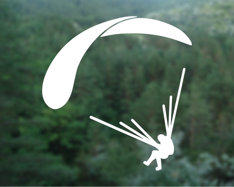 Paraglider car sticker, Paragliding vinyl decal, Adventure wall decal, Skydiving van decal, Shop window decal, Extreme sport vehicle decal image 1