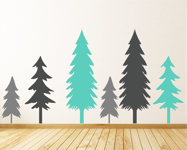 Pine Tree Wall Decal Pine Tree Forest Wall Decals Forest Etsy UK