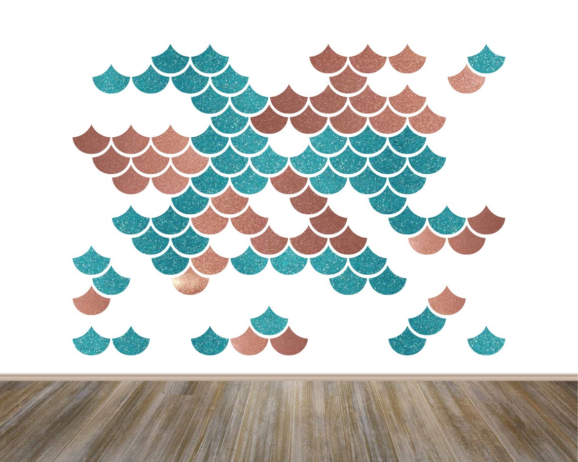 Mermaid Scale Wall Decals Glitter Mermaid Scale Wall Etsy