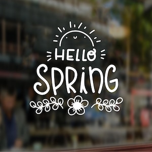 Hello Spring Shop Window Decal, Shop Front Window Vinyl Decal, Retail Window Display, Pop-Up Shop Window Sticker, Hello Spring Window Decal