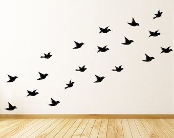 Flying Birds Wall Decals: Flock of Swallows, Nursery Decor (24 Pack)