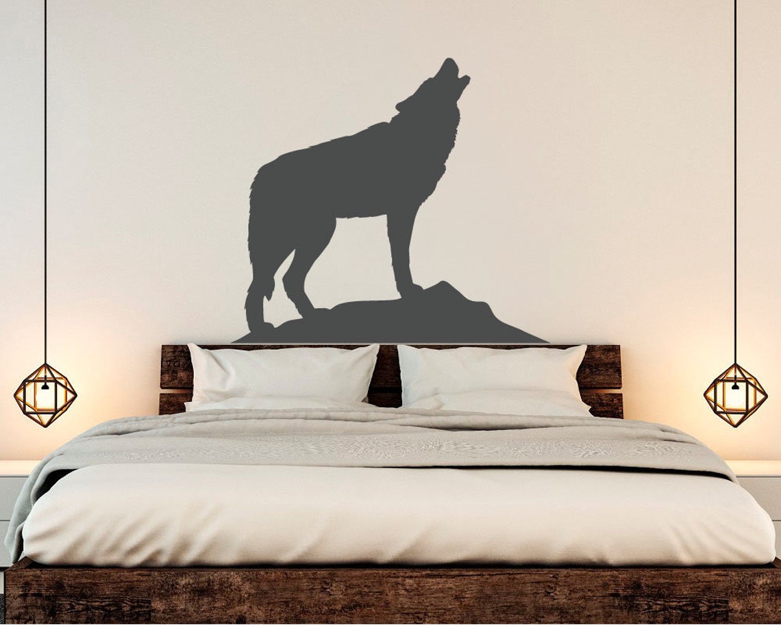 Howling Wolf Wall Decal Howling Wolf Silhouette Sticker Wolf Etsy