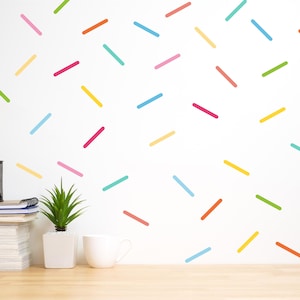 Pack of 200 Sprinkle Wall Stickers, Playroom Sprinkle Wall Decals, Rainbow Nursery Wall Stickers, Minimalist Kids Room Confetti Wall Decor