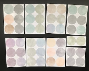 Pack of 48 Neutral Watercolour Polka Dots Wall Stickers for Nursery, Kids Room Circle Wall Stickers, Soft Pastel Polka Dot Decor