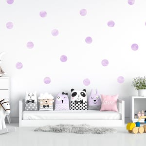 Stickers muraux aquarelle lilas à pois, Stickers muraux confettis, Stickers chambre de fille, décoration de chambre d'enfant mauve, décoration de salle de jeux lavande