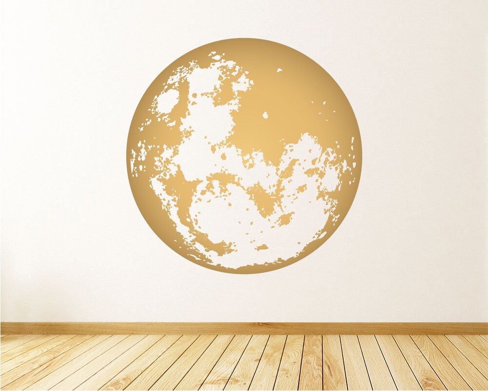 Moon Wall Decal Gold Moon Wall Decal Unique Modern Decor Etsy