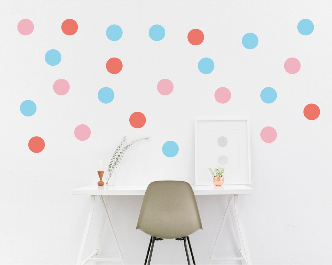 Polka Dots Wall Stickers Polka Dots Wall Art Round Stickers Etsy