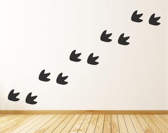 Dinosaur Footprint Wall Decals, Dino Tracks Stickers for Kids' Room & T-Rex Bedroom Decor