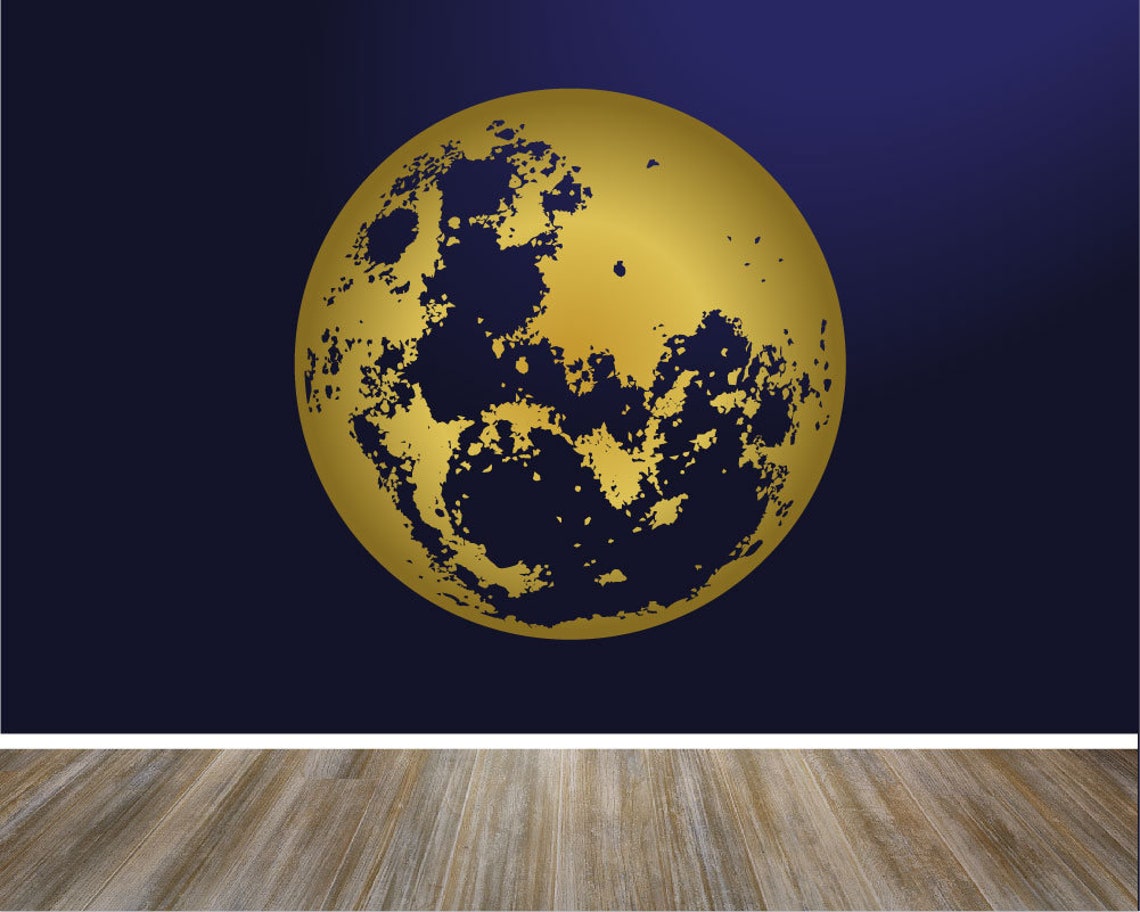 Moon Wall Decal Gold Moon Wall Decal Unique Modern Decor Etsy