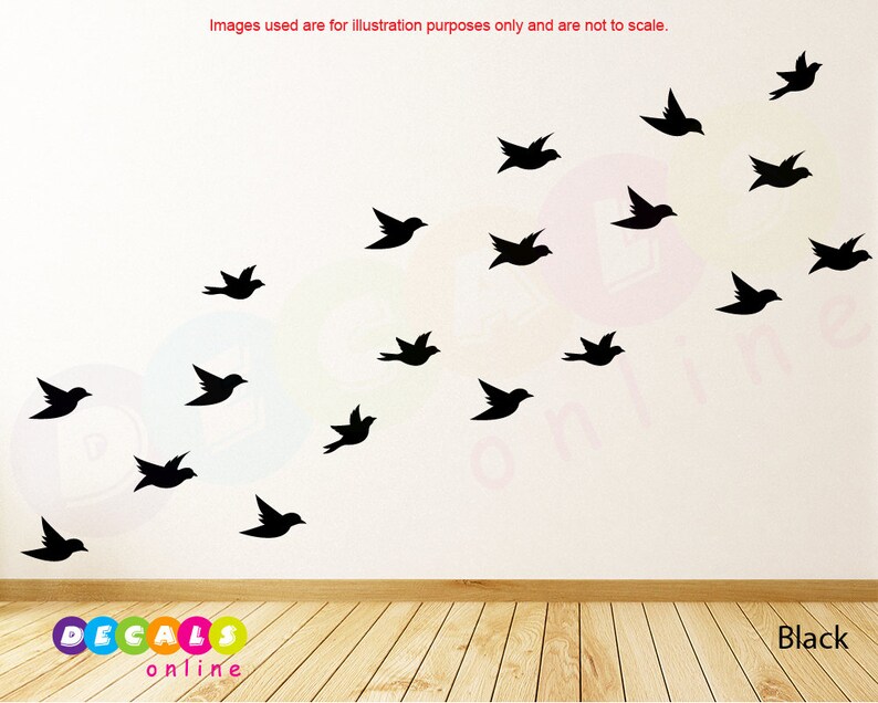 Flying Birds Wall Decals Set 21 Stickers Nursery Room Decor Flock Of Art