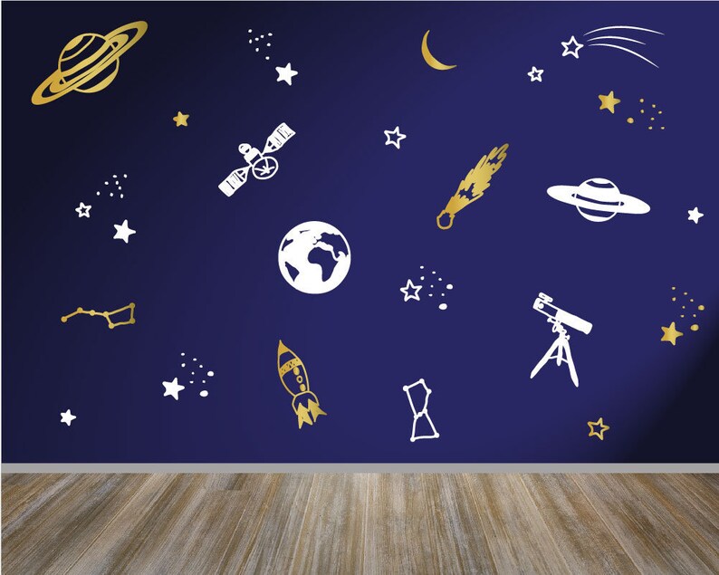 Space Wall Decals Nursery Decals Star Decals Space Wall Etsy