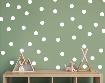 White polka dot wall stickers, Round shaped white dot stickers, Nursery wall decals, Peel and stick wall stickers, White spotty stickers