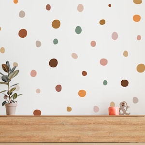 Pack of 150 irregular polka dots stickers, Boho nursery wall decals, Neutral wall stickers, Playroom wall decor, Earth tones wall decals