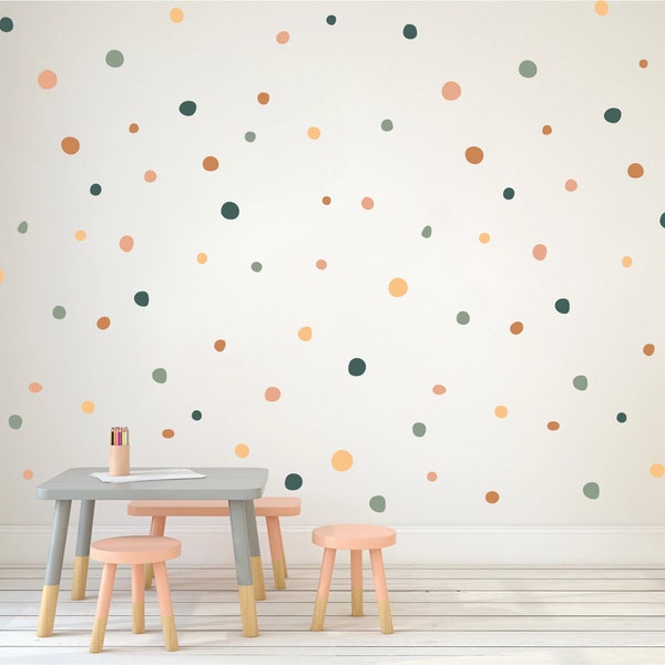 Safari Irregular Polka Dot Wall Stickers, Jungle Hand Drawn Polka Dots Wall Decals, Tropical Pattern Nursery Wall Decor, Neutral Kids Room