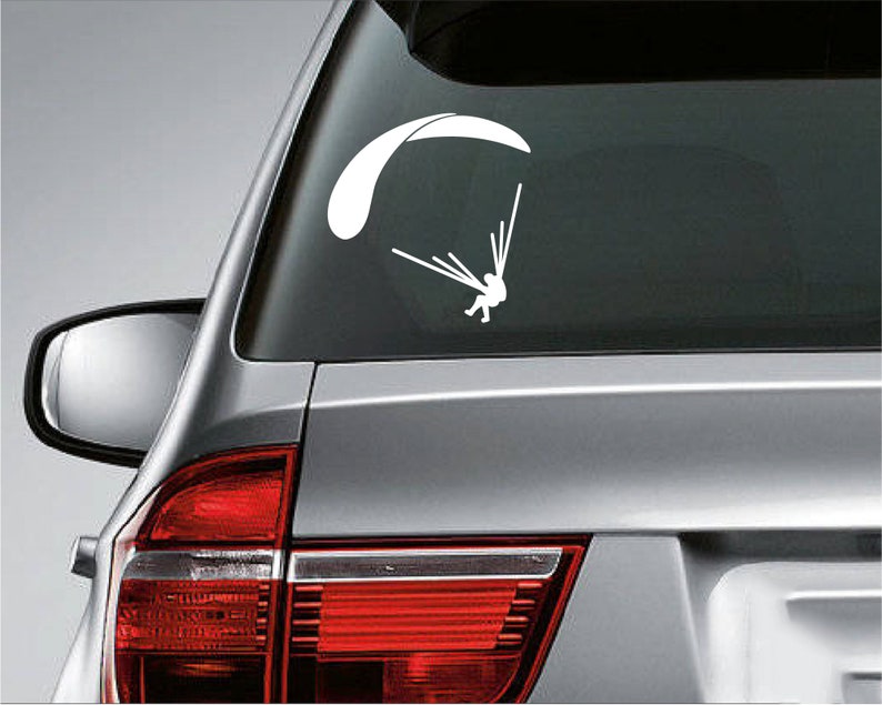 Paraglider car sticker, Paragliding vinyl decal, Adventure wall decal, Skydiving van decal, Shop window decal, Extreme sport vehicle decal image 5