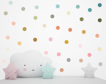 Rainbow Polka Dot Wall Stickers, Pastel Colours, Removable Kids Room Stickers, Playroom Wall Decor, Nursery Wall Art, Confetti Wall Decals