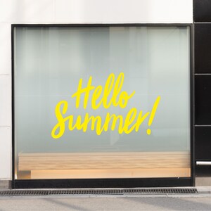 Hello Summer Shop Window Decal, Shop Front Window Vinyl Decal, Retail Window Display, Pop-Up Shop Window Sticker, Hello Summer Window Decal