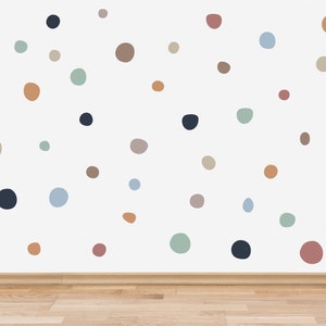 Boho Polka Dot Wall Stickers, Bohemian Style Neutral Rainbow Hand Drawn ...