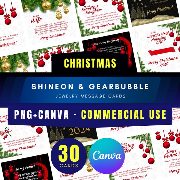 Christmas Jewelry Message Card for ShineOn and GearBubble Projects Bundle of 30 Cards to Skyrocket Your Christmas Campaign - Commercial Use