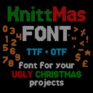Carattere natalizio a maglia installabile TTF OTF KnittMas Font (non file Svg) per brutti maglioni natalizi e altri progetti natalizi Uso COMMERCIALE