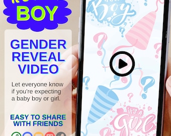 It's a BOY Video Gender Reveal - Baby Gender Announcement Digital - Boy or Girl? Baby Boy Gender Reveal Phone Video Ready to Send